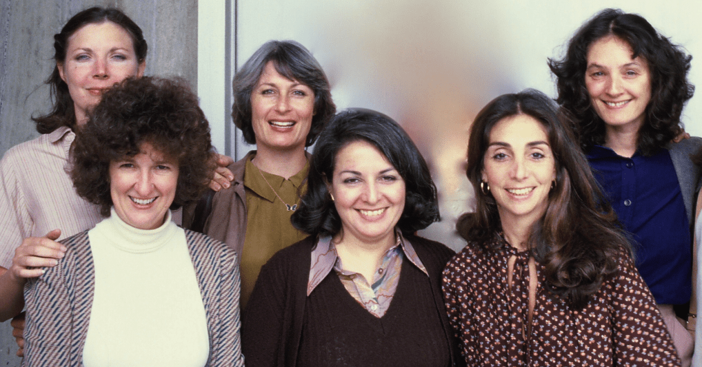 From left to right, back to front: Joelle Dobrow, Nell Cox, Susan Nimoy, Dolores Ferraro, Lynne Littman, and Vicki Hochberg in 1980. (Photo: Courtesy of Lynne Littman)